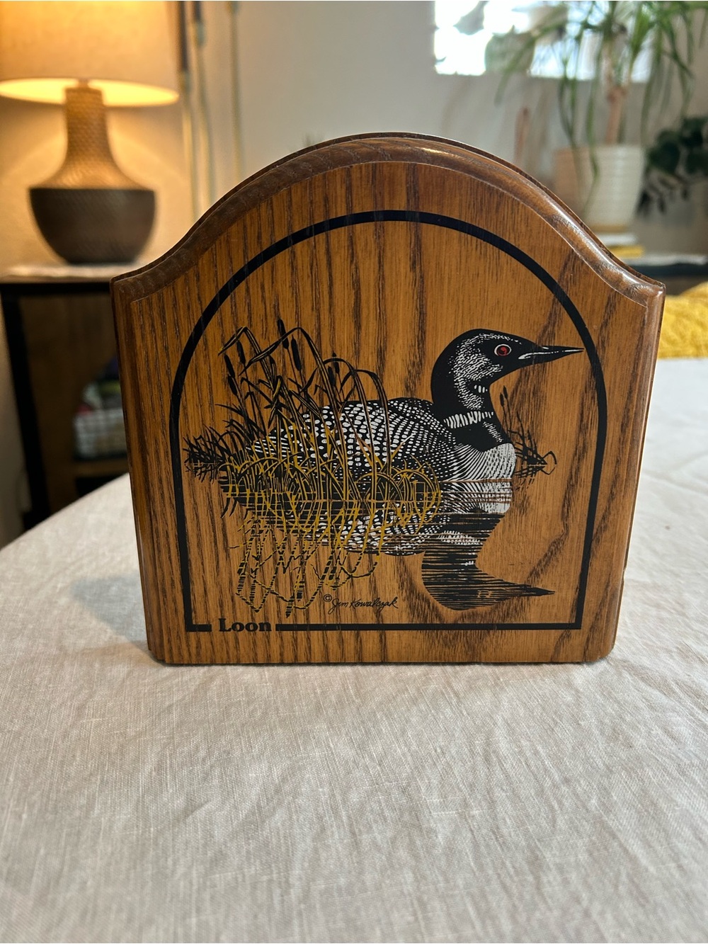 1 bookend “Loon” by Jim Kowalczak signed. Saginaw Minnesota. Vintage.